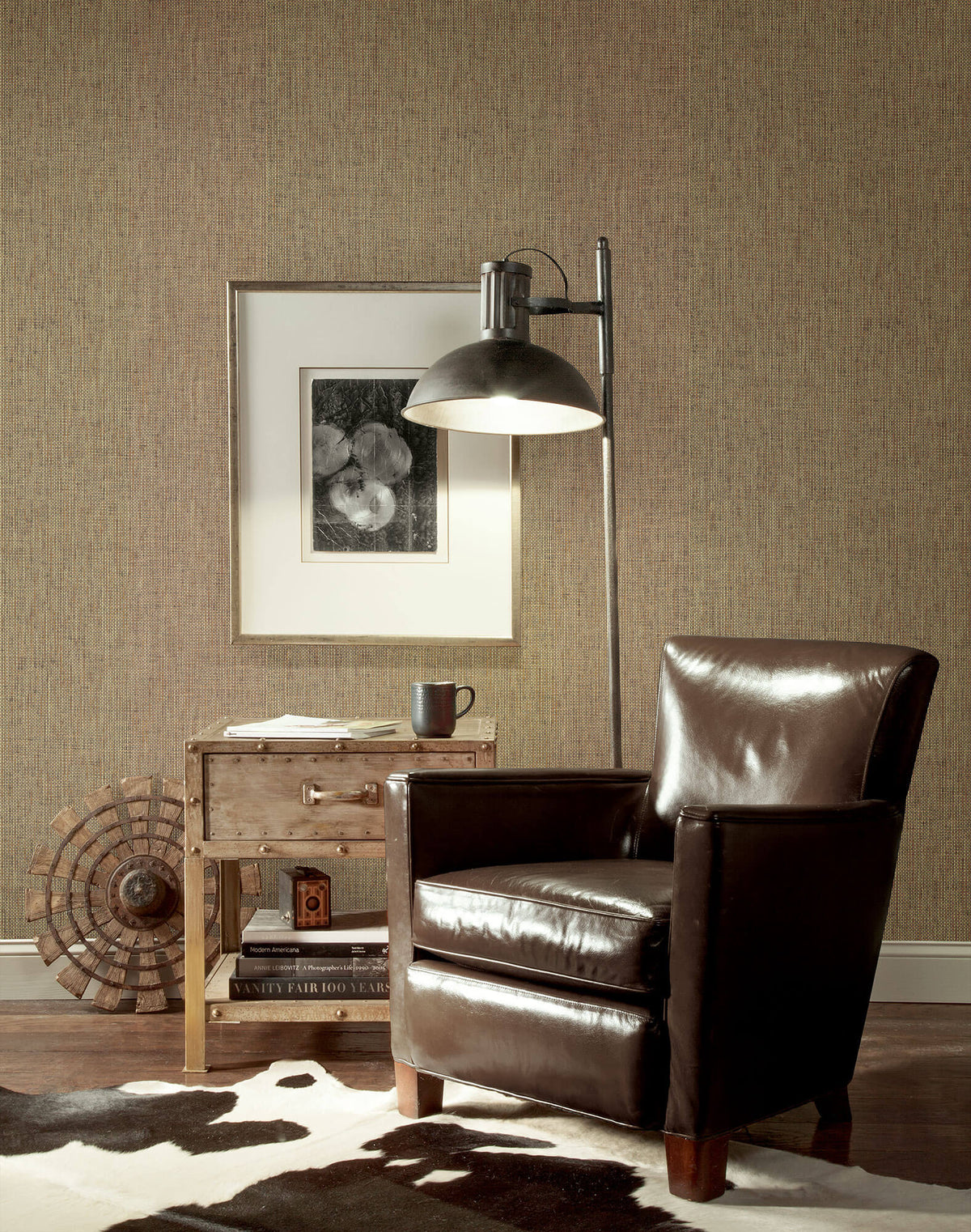 York Grasscloth Resource Library Woven Crosshatch Wallpaper - Brown & Black