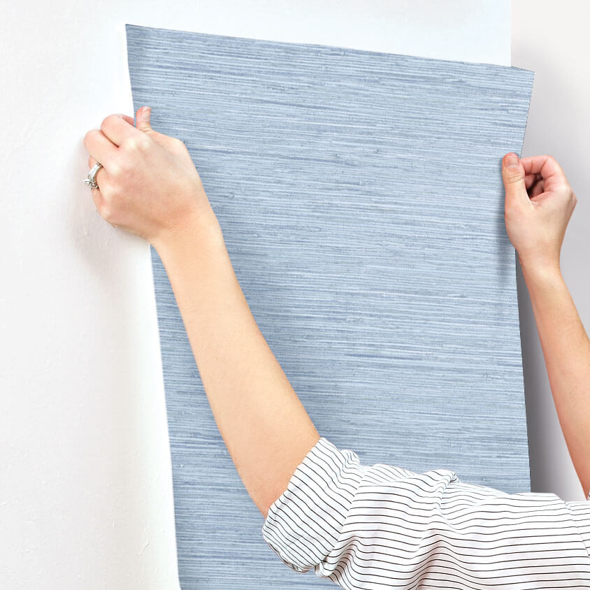 York Ashford Tropics Faux Grasscloth Wallpaper - Denim Blue