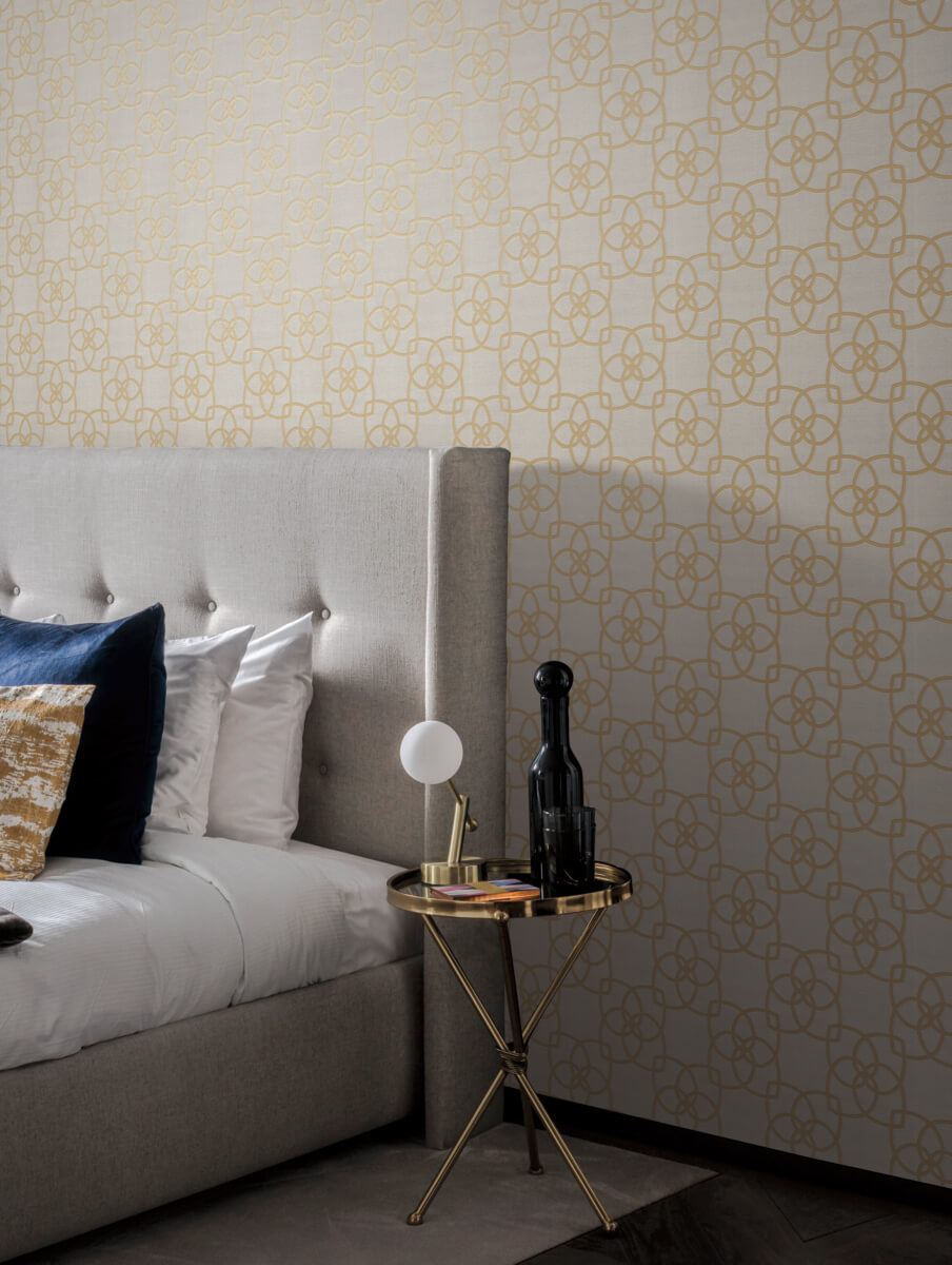 Antonina Vella Dazzling Dimensions Serendipity Wallpaper Sample - Cream & Gold
