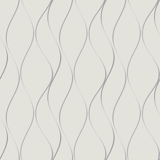 Antonina Vella Dazzling Dimensions Wavy Stripe Wallpaper - White & Silver