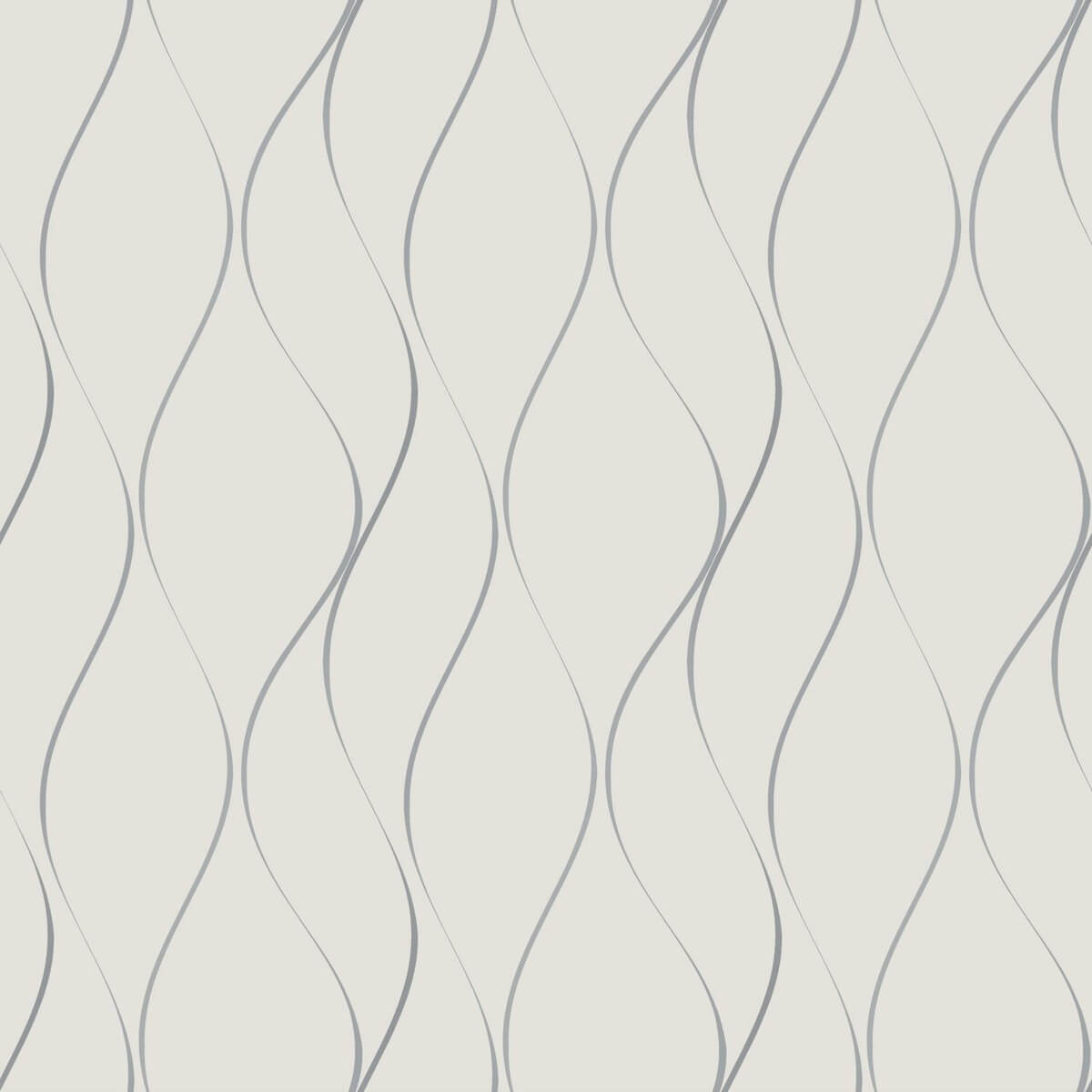 Antonina Vella Dazzling Dimensions Wavy Stripe Wallpaper Sample - White & Silver