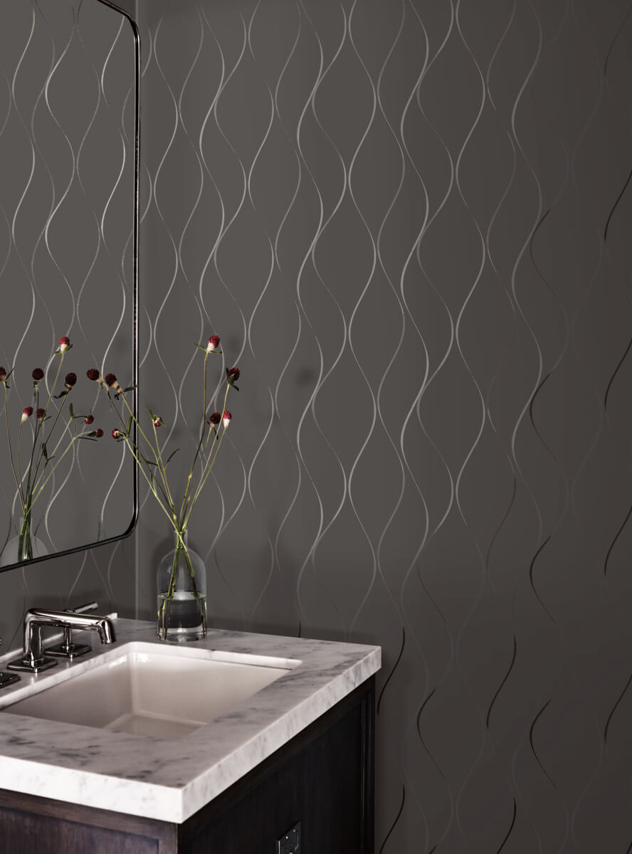Antonina Vella Dazzling Dimensions Wavy Stripe Wallpaper - Dark Gray