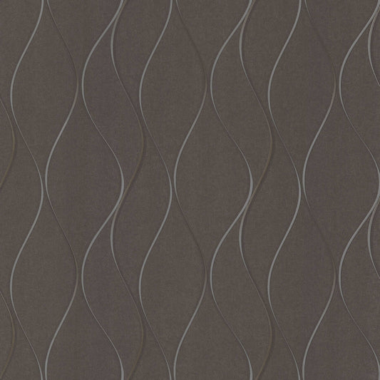 Antonina Vella Dazzling Dimensions Wavy Stripe Wallpaper - Dark Gray