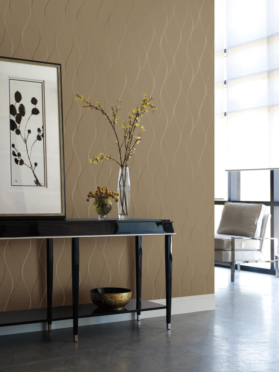 Antonina Vella Dazzling Dimensions Wavy Stripe Wallpaper - Dark Gold
