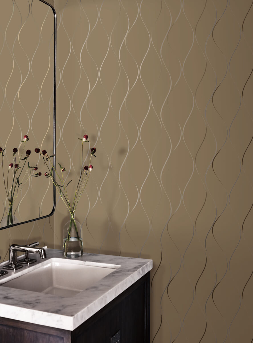 Antonina Vella Dazzling Dimensions Wavy Stripe Wallpaper - Dark Gold