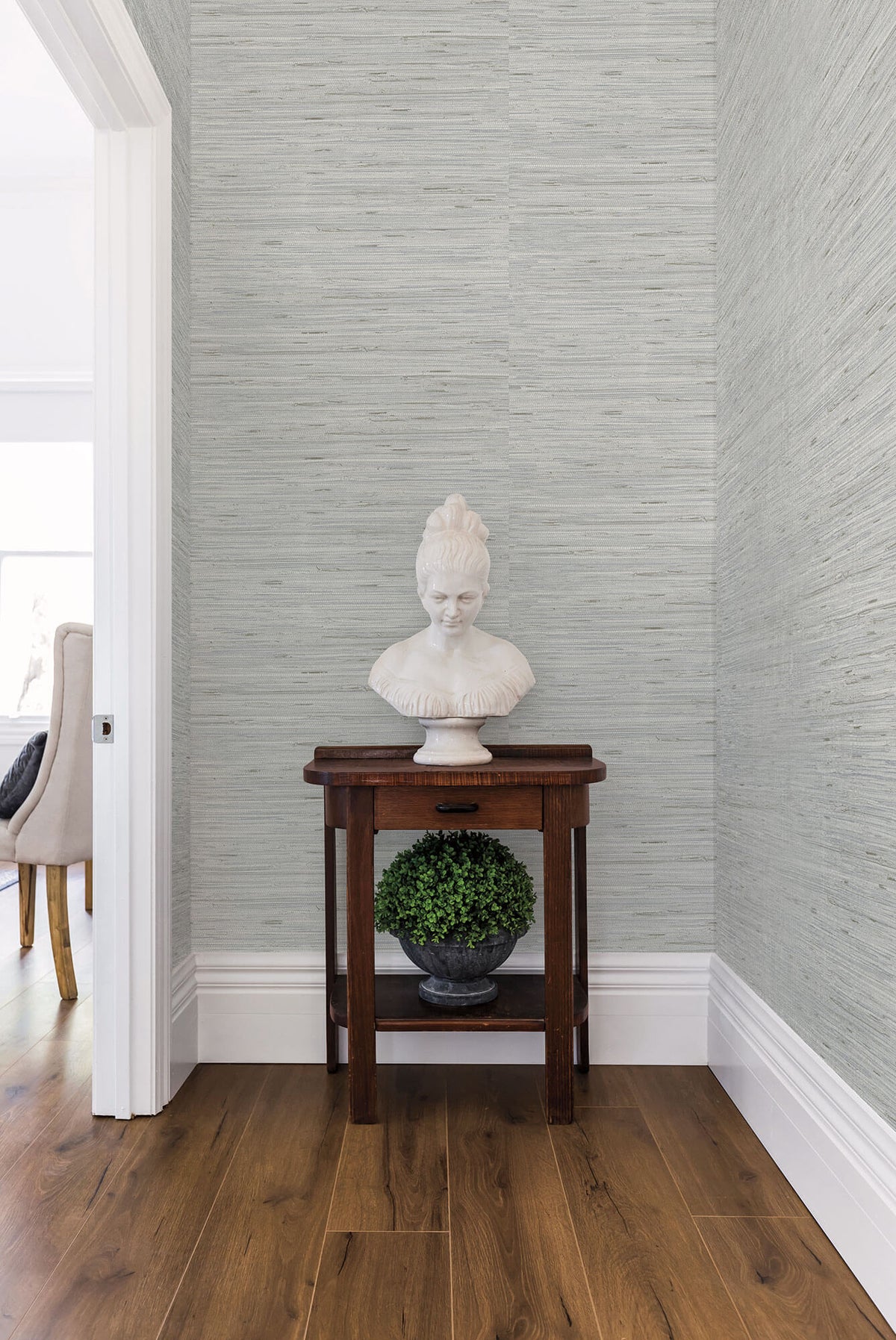 York Grasscloth Resource Library Lustrous Grasscloth Wallpaper Sample - Metallic Gray