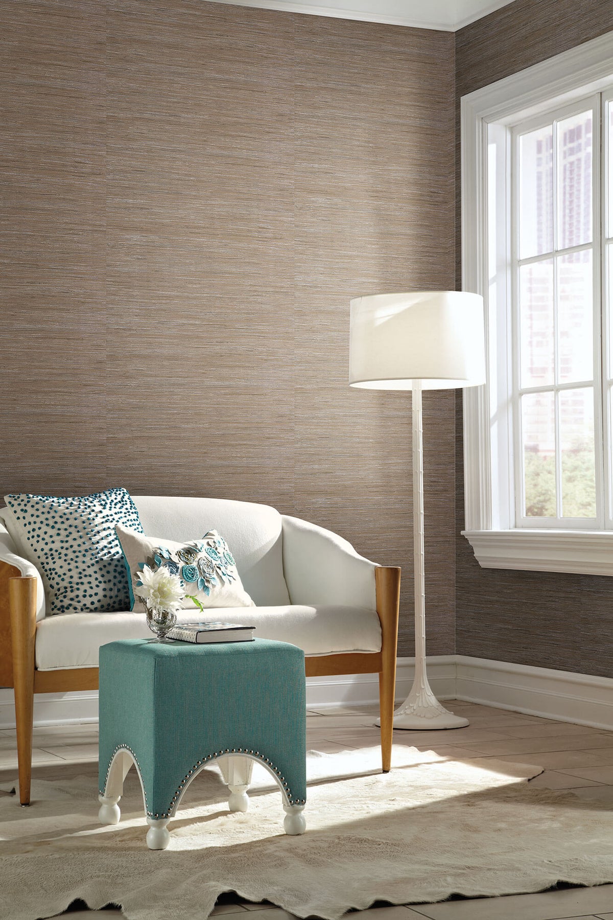 York Grasscloth Resource Library Lustrous Grasscloth Wallpaper - Metallic Brown