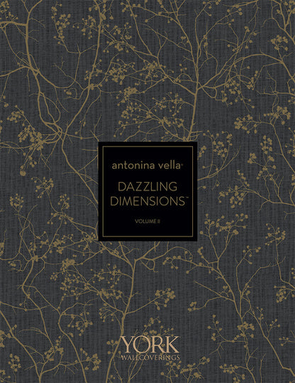 Antonina Vella Dazzling Dimensions Luminous Branches Wallpaper - Black & Gold