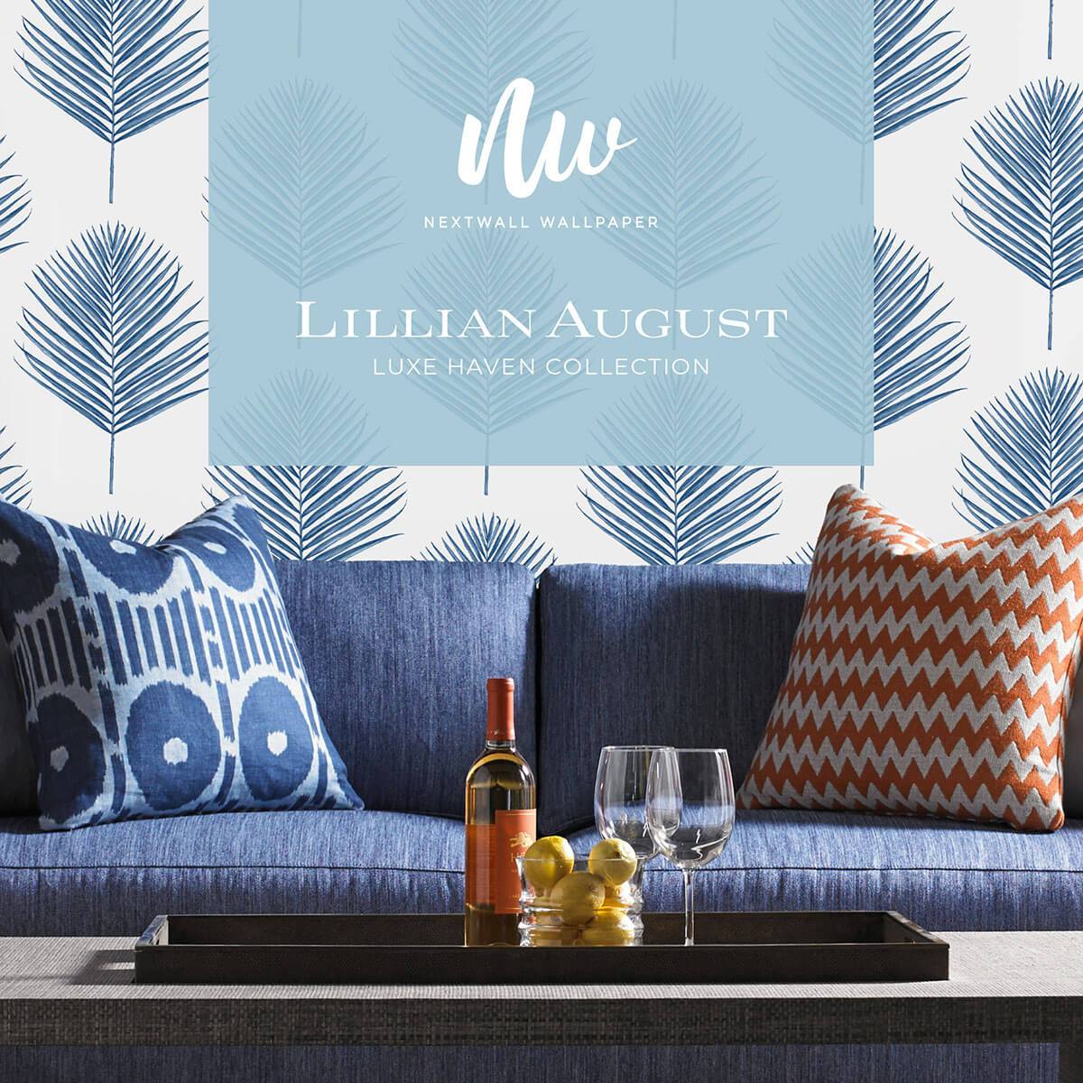 Lillian August Maui Palm Peel & Stick Wallpaper - Coastal Blue