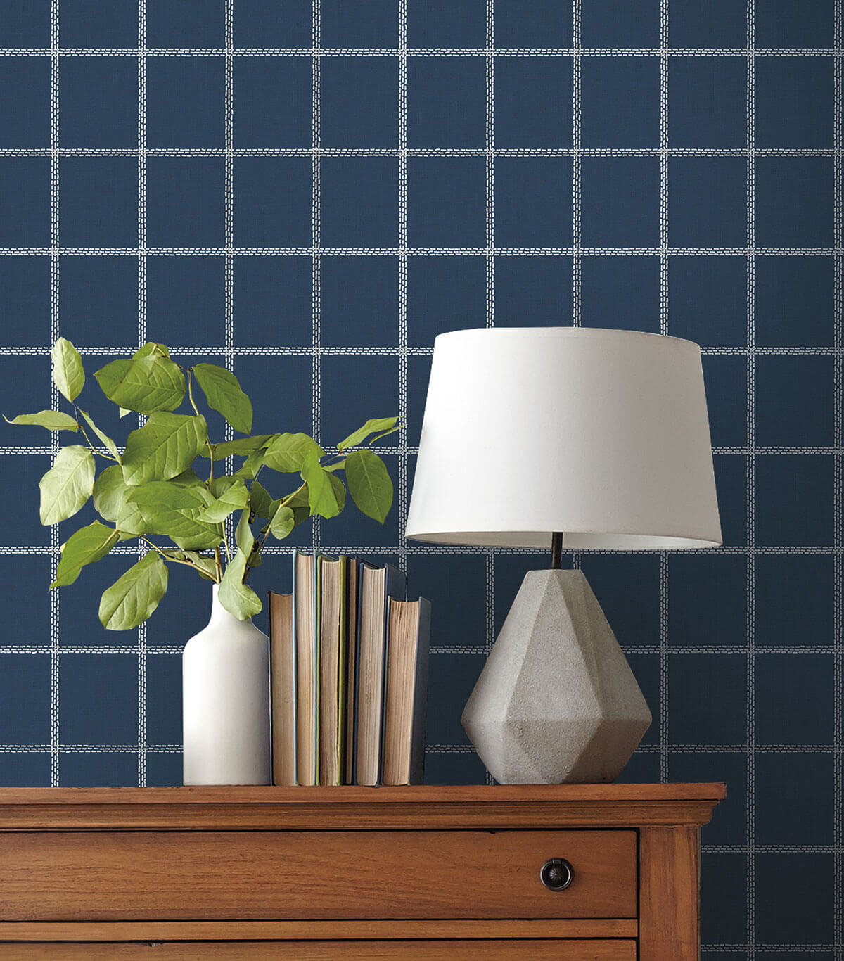 MK1176 Magnolia Home Sunday Best Wallpaper White Navy