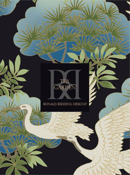 Ronald Redding Tea Garden Sprig & Heron Wallpaper - Teal