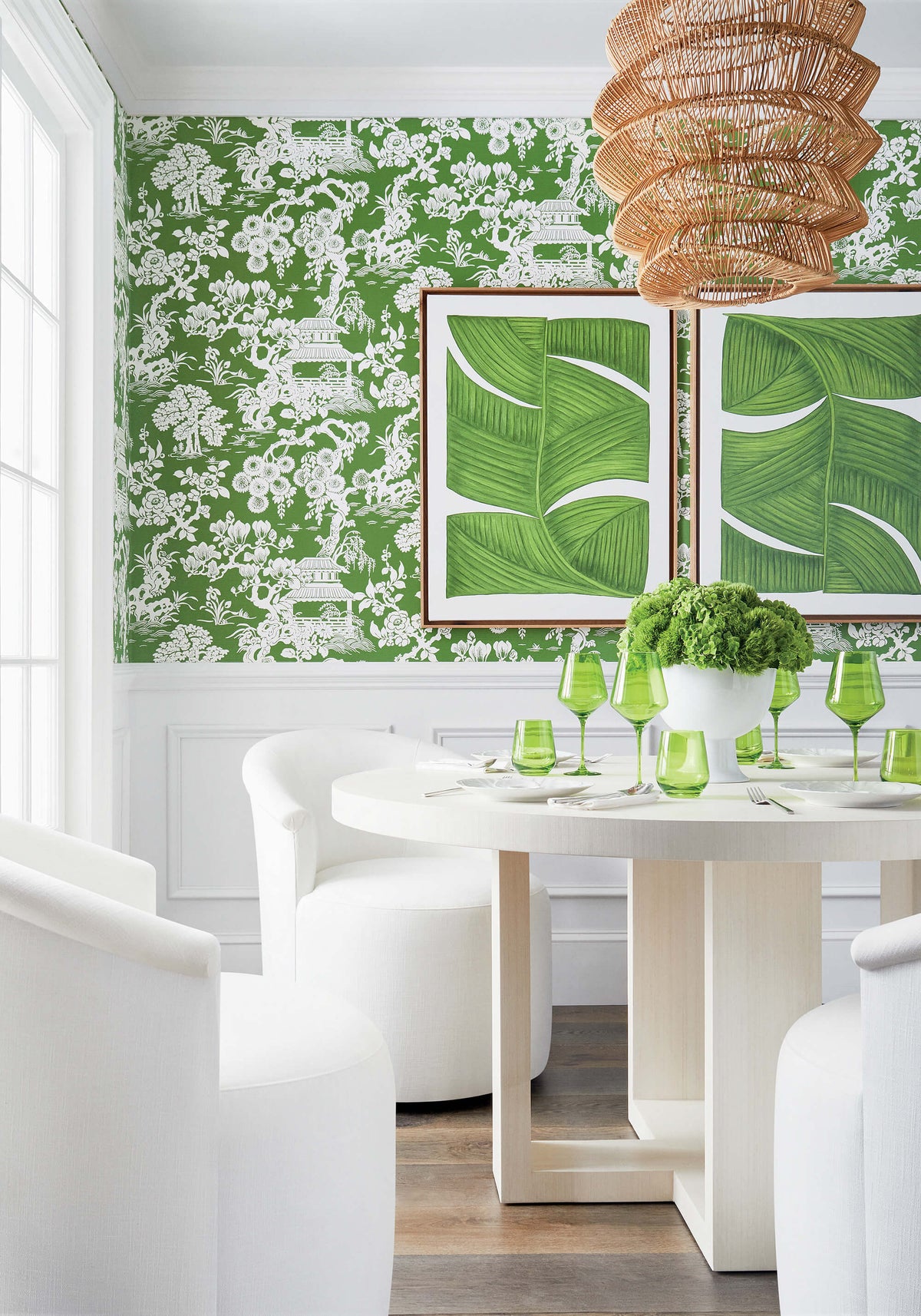 Thibaut Pavilion Japanese Garden Wallpaper - Emerald