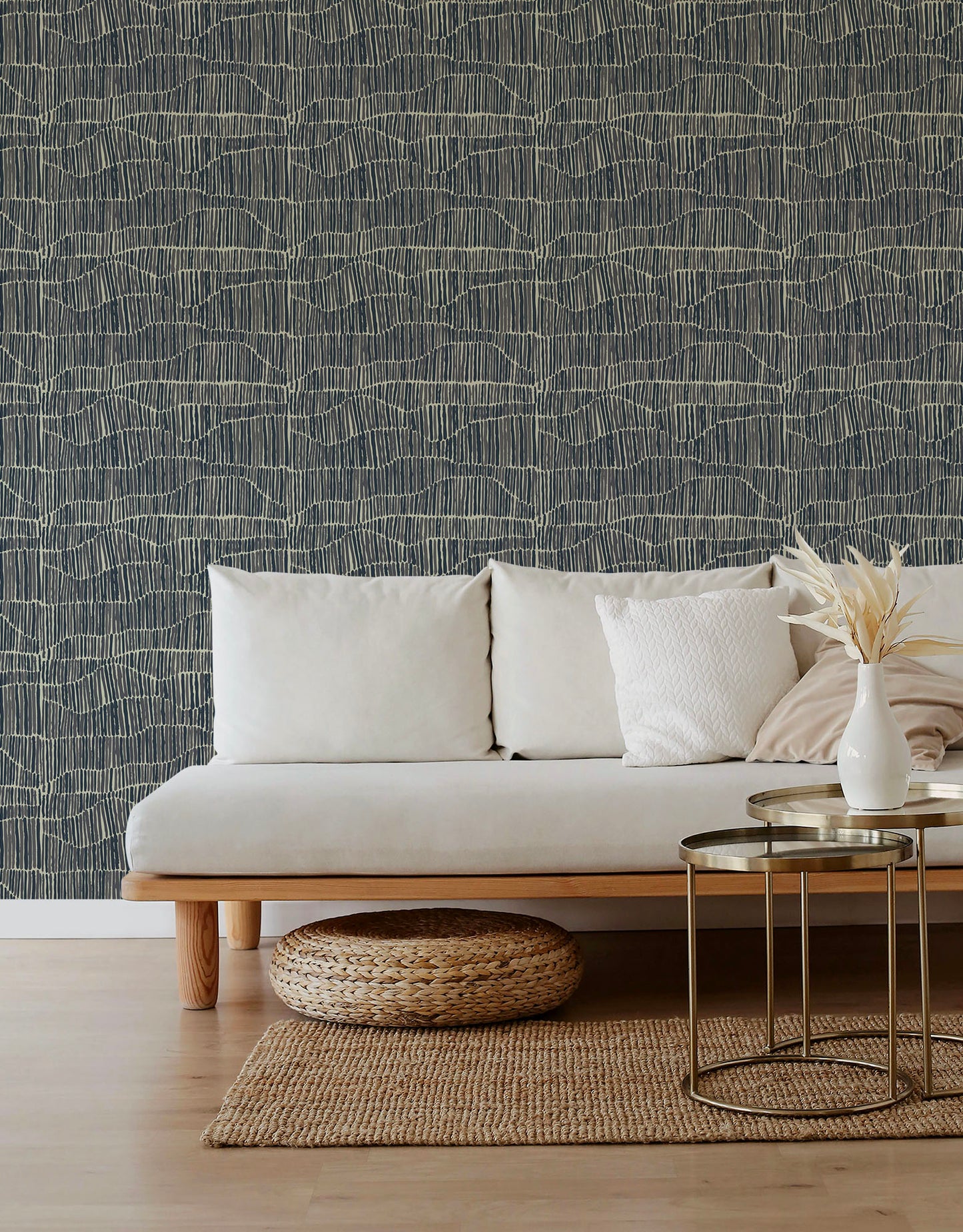Mitchell Black Forbes Masters Jamaican Waves Wallpaper - Stone Blue