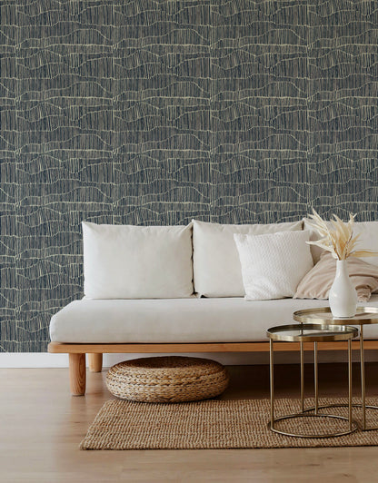 Mitchell Black Forbes Masters Jamaican Waves Wallpaper - Stone Blue