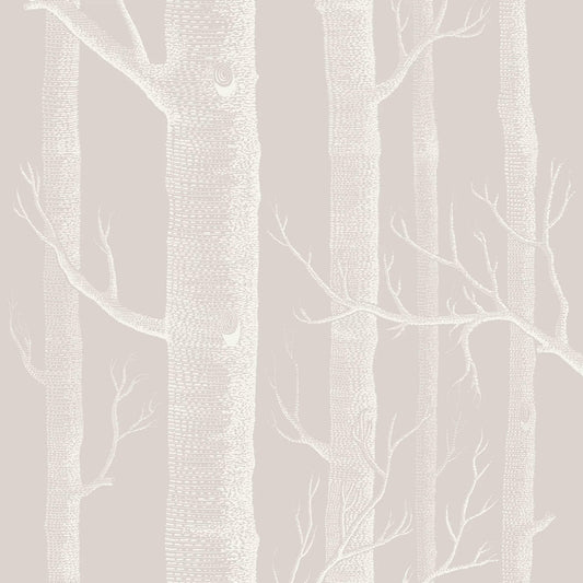 Cole & Son Woods Wallpaper - Stone & White