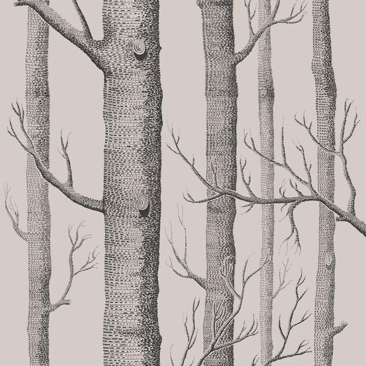 Cole & Son Woods Wallpaper - Linen & Charcoal