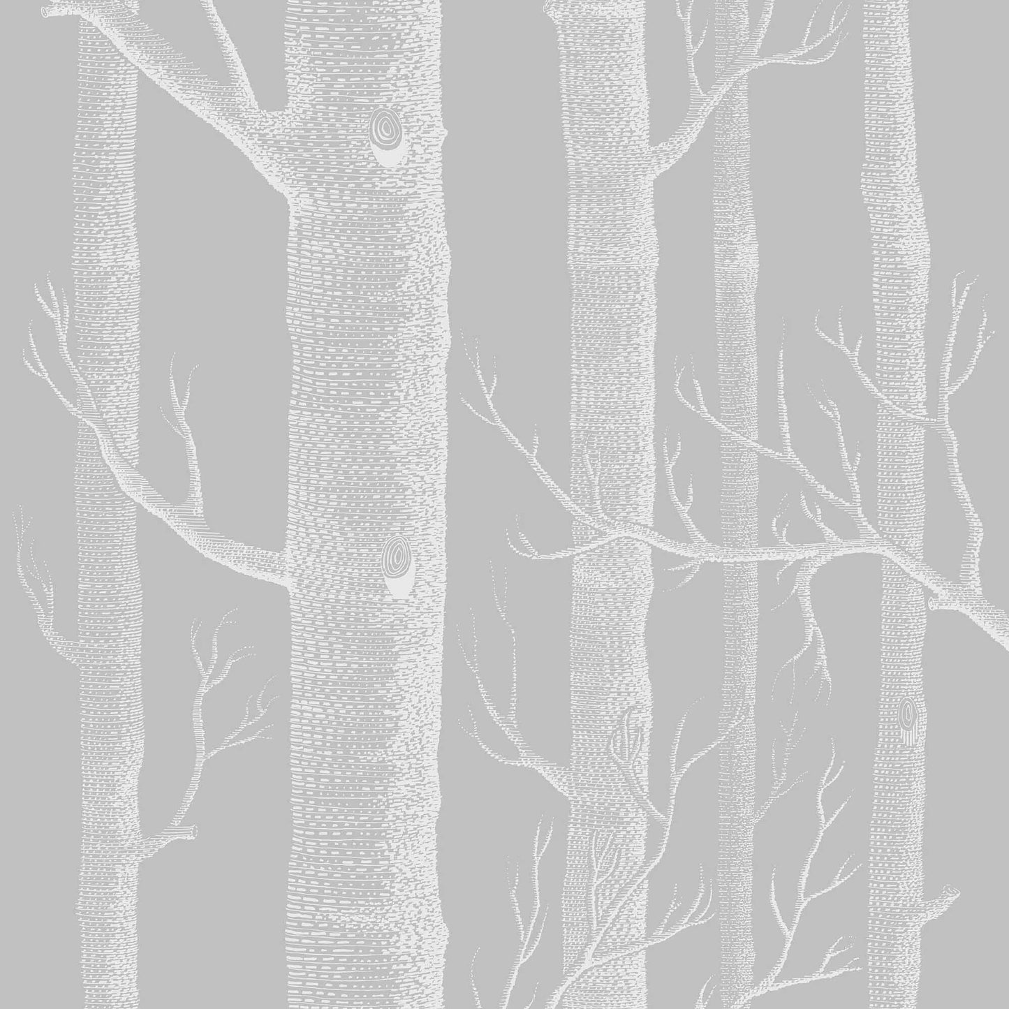 Cole & Son Woods Wallpaper - Grey & White