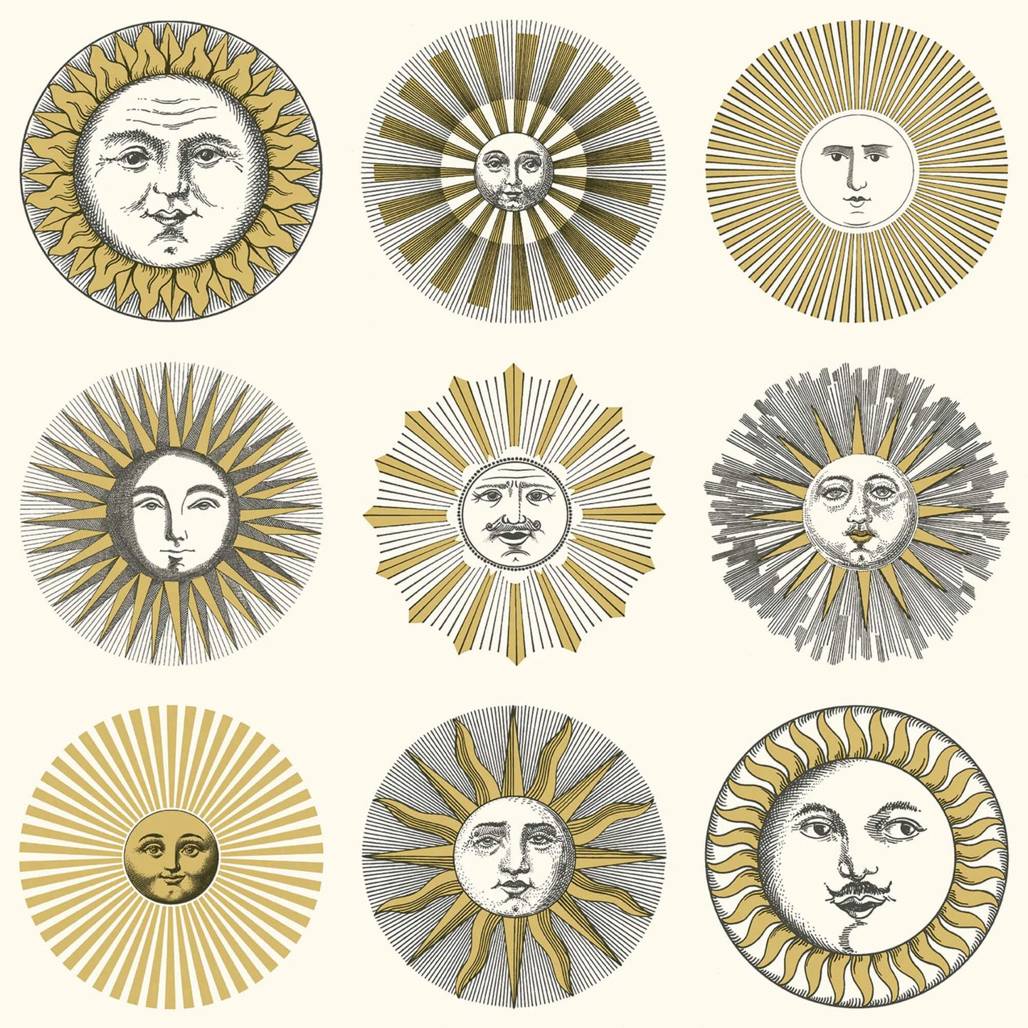 Cole & Son Fornasetti Senza Tempo II Soli Wallpaper - Cream & Gold