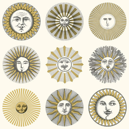 Cole & Son Fornasetti Senza Tempo II Soli Wallpaper - Cream & Gold