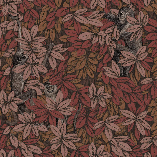 Cole & Son Fornasetti Senza Tempo II Foglie E Scimmie Wallpaper - Autumnal