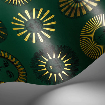 Cole & Son Fornasetti Senza Tempo II Soli Wallpaper - Emerald & Gold