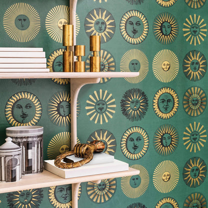 Cole & Son Fornasetti Senza Tempo II Soli Wallpaper - Emerald & Gold