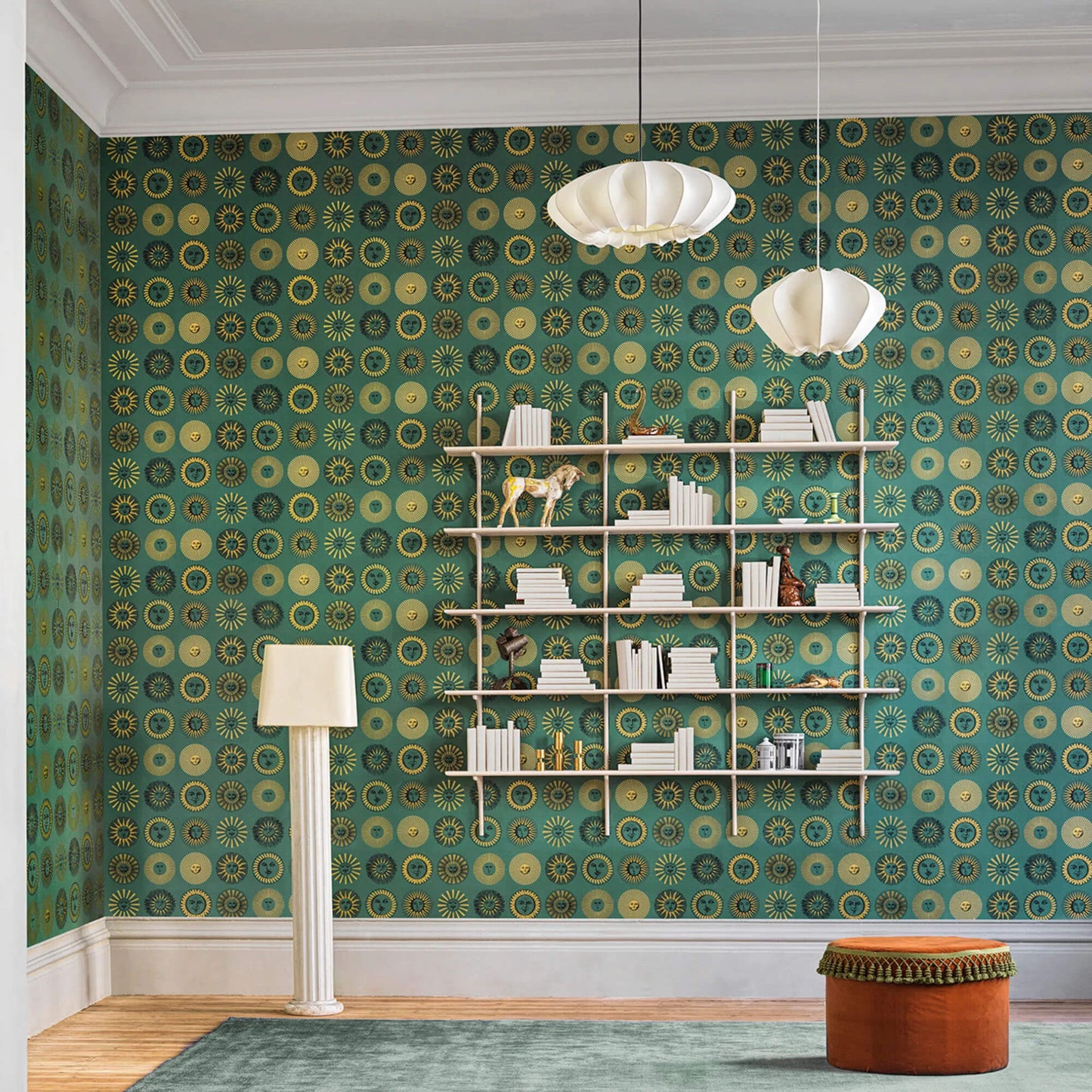 Cole & Son Fornasetti Senza Tempo II Soli Wallpaper - Emerald & Gold