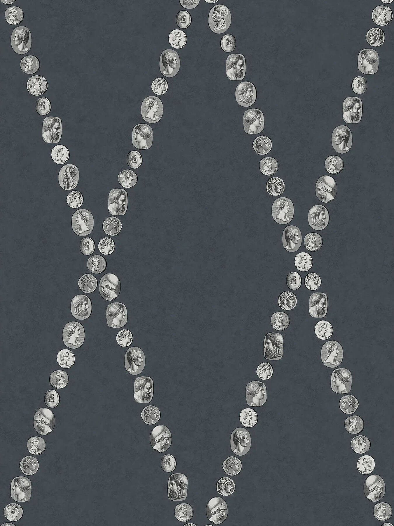 Cole & Son Fornasetti Senza Tempo II Cammei Wallpaper - Silver on Ink