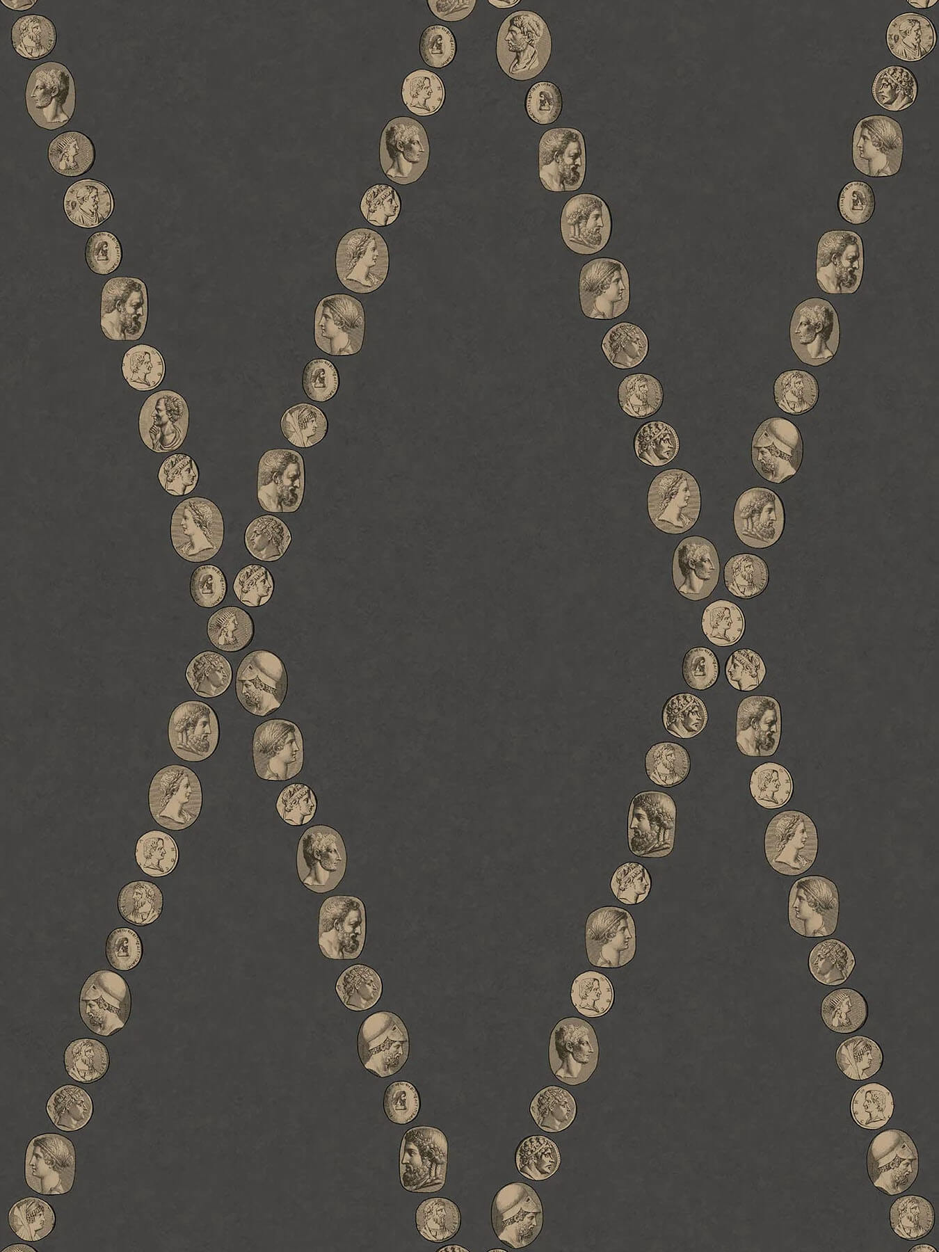 Cole & Son Fornasetti Senza Tempo II Cammei Wallpaper - Gold on Charcoal