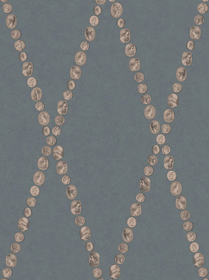 Cole & Son Fornasetti Senza Tempo II Cammei Wallpaper - Slate & Rose Gold