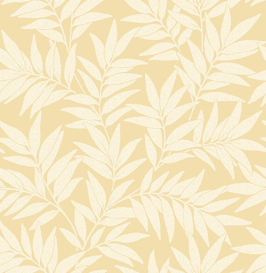 A-Street Prints Revival Morris Leaf Wallpaper - Yellow