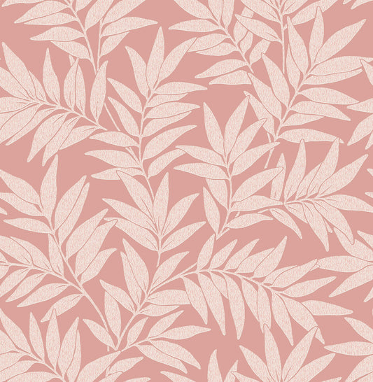 A-Street Prints Revival Morris Leaf Wallpaper - Pink