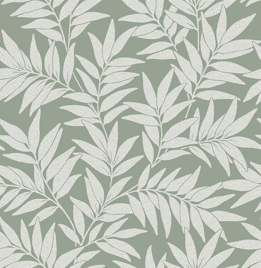 A-Street Prints Revival Morris Leaf Wallpaper - Green
