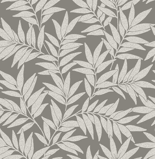 A-Street Prints Revival Morris Leaf Wallpaper - Dark Grey