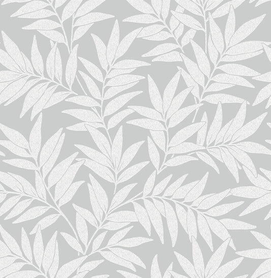 A-Street Prints Revival Morris Leaf Wallpaper - Light Grey