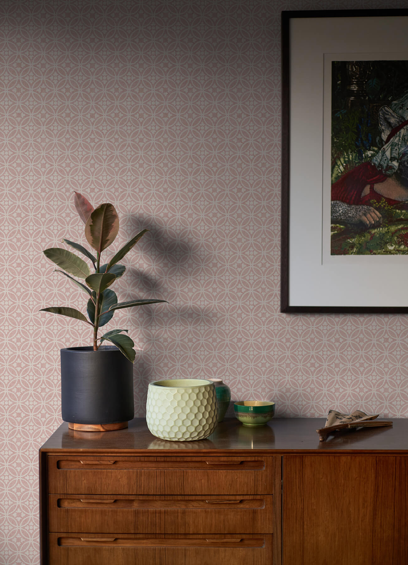 A-Street Prints Revival Larsson Ogee Wallpaper - Pink