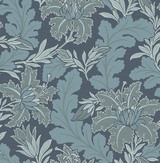 A-Street Prints Revival Butterfield Floral Wallpaper - Blue