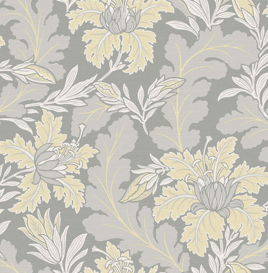 A-Street Prints Revival Butterfield Floral Wallpaper - Light Grey