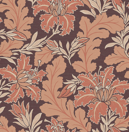 A-Street Prints Revival Butterfield Floral Wallpaper - Burgundy