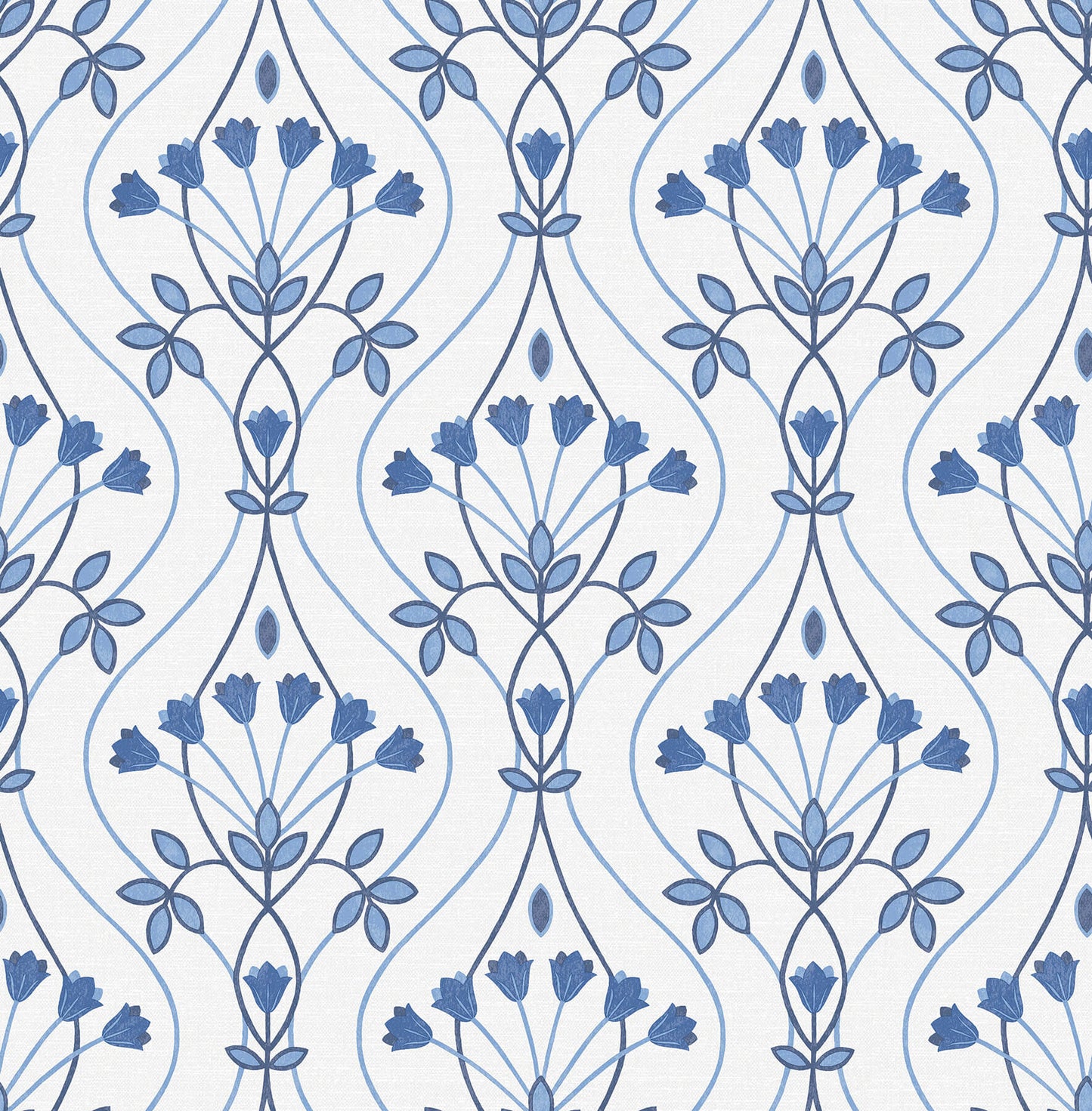 A-Street Prints Revival Dard Tulip Ogee Wallpaper - Blue