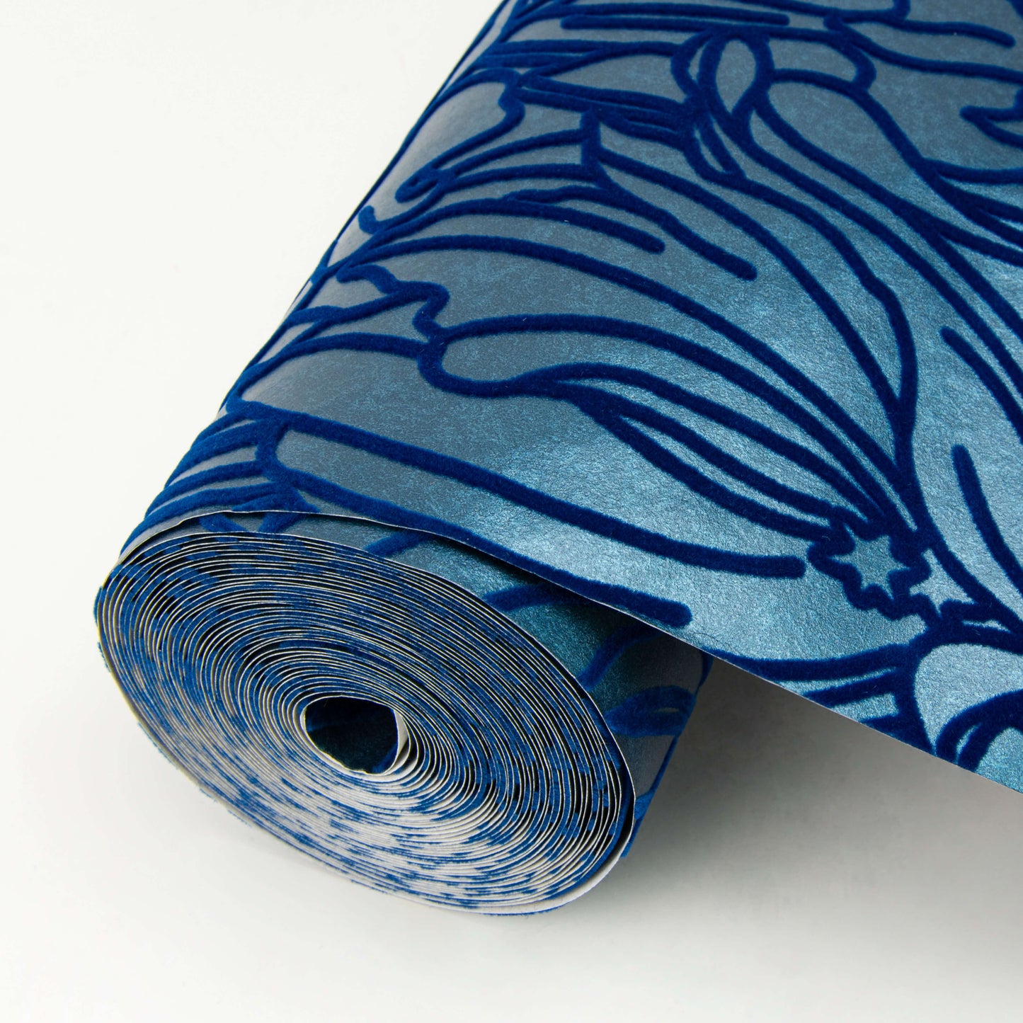 A-Street Prints Revival Selwyn Flock Wallpaper - Dark Blue