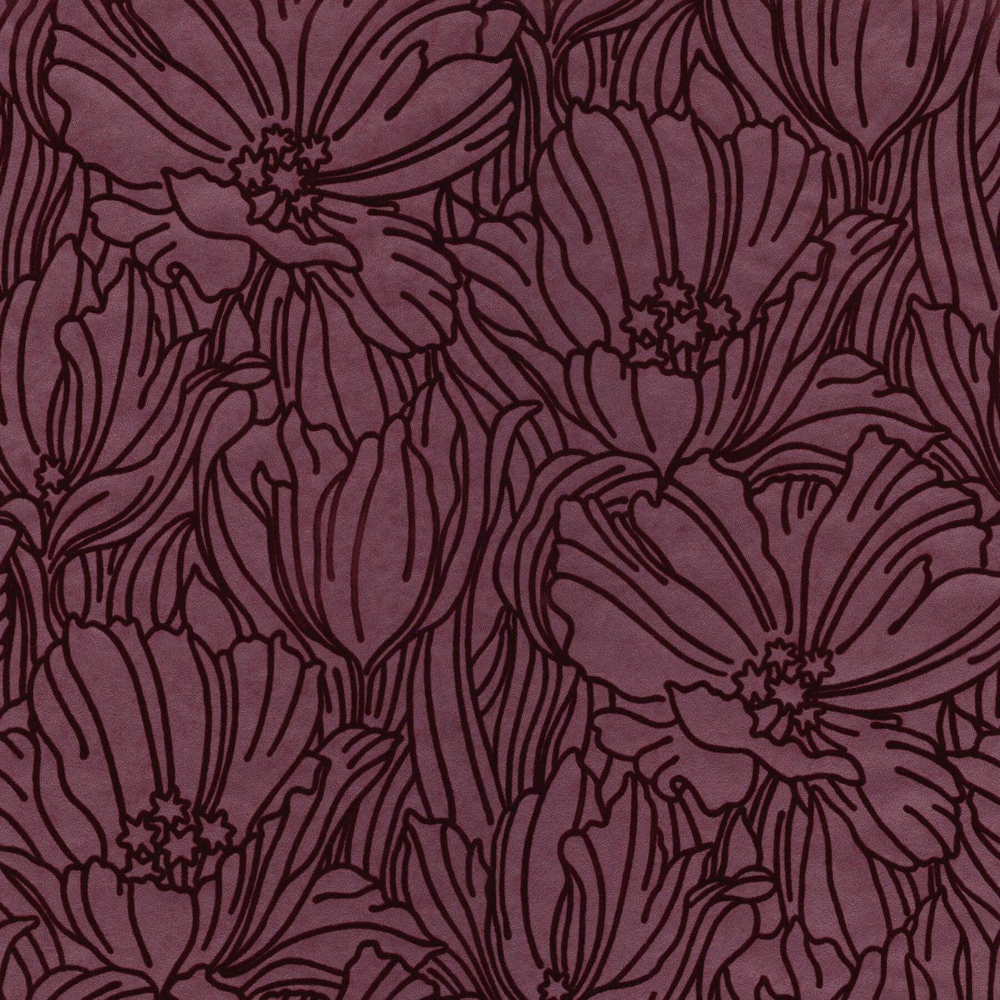 A-Street Prints Revival Selwyn Flock Wallpaper - Burgundy