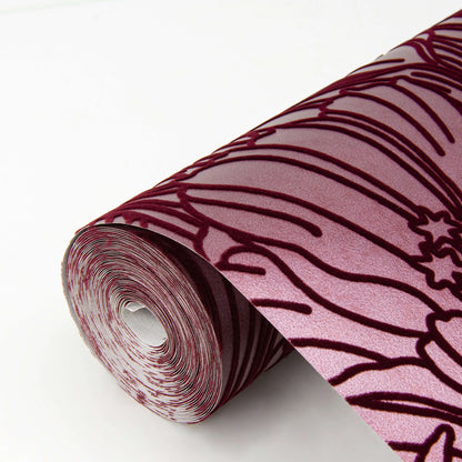 A-Street Prints Revival Selwyn Flock Wallpaper - Burgundy