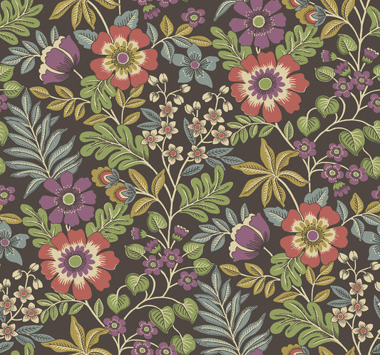 A-Street Prints Revival Voysey Floral Wallpaper - Brown
