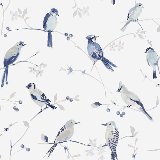 Chesapeake Thoreau Birdsong Wallpaper - Blue