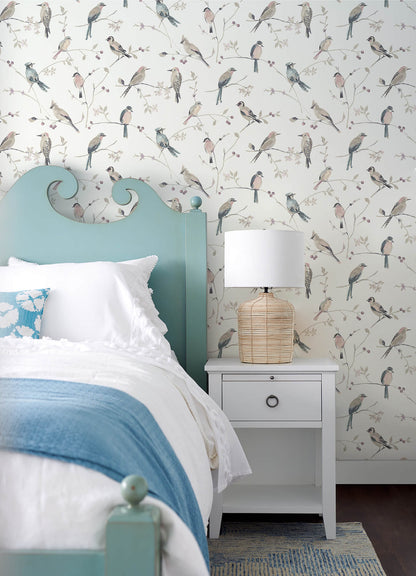 Chesapeake Thoreau Birdsong Wallpaper - Mauve