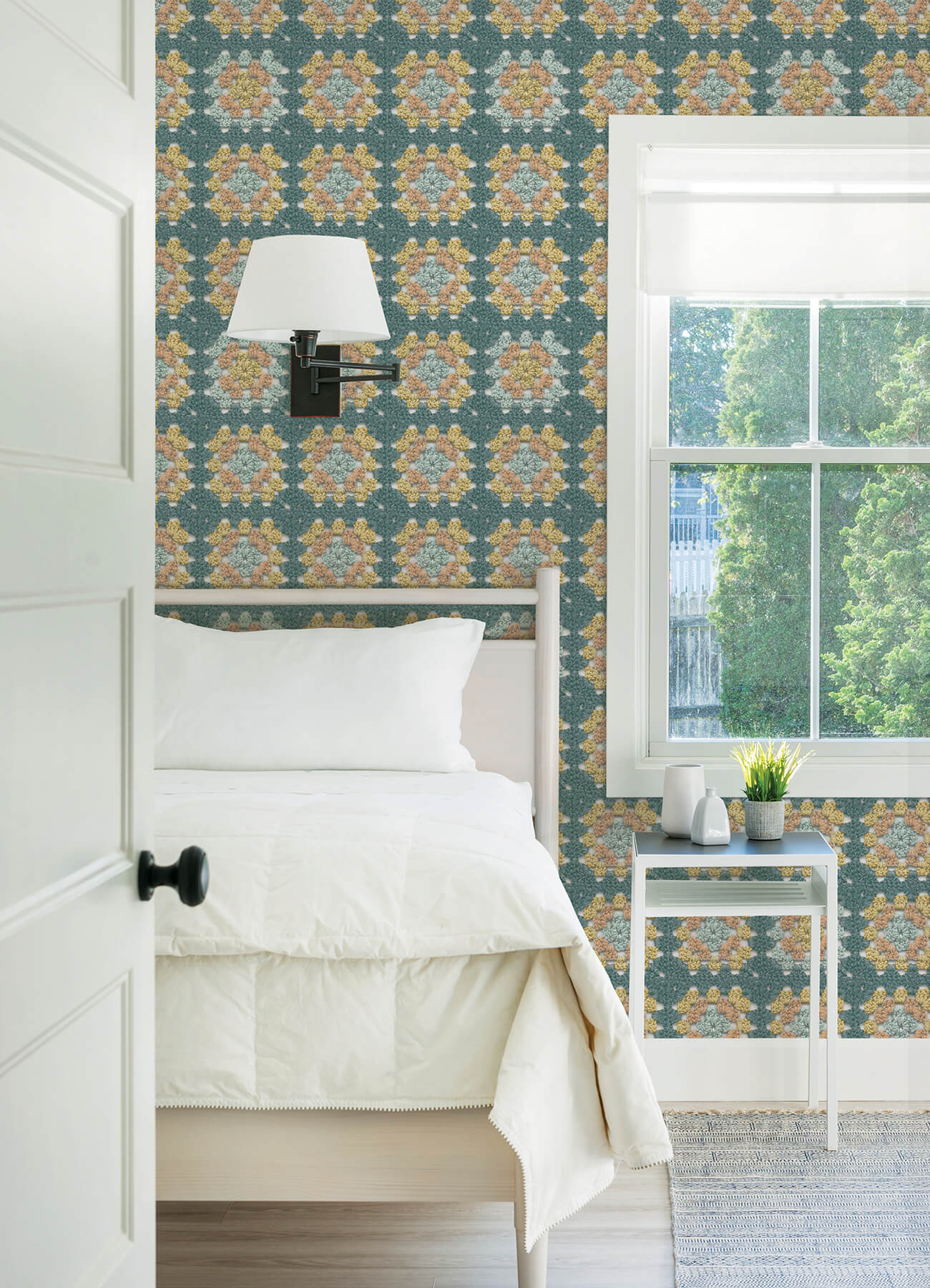 Chesapeake Thoreau Maud Crochet Wallpaper - Teal