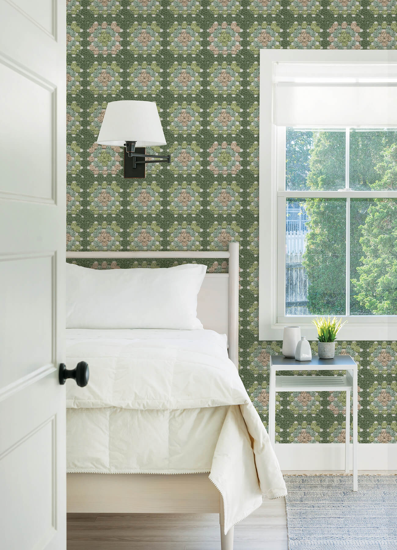 Chesapeake Thoreau Maud Crochet Wallpaper - Green