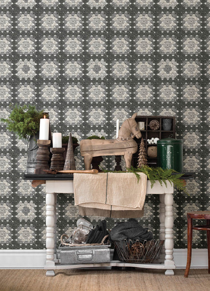 Chesapeake Thoreau Maud Crochet Wallpaper - Grey