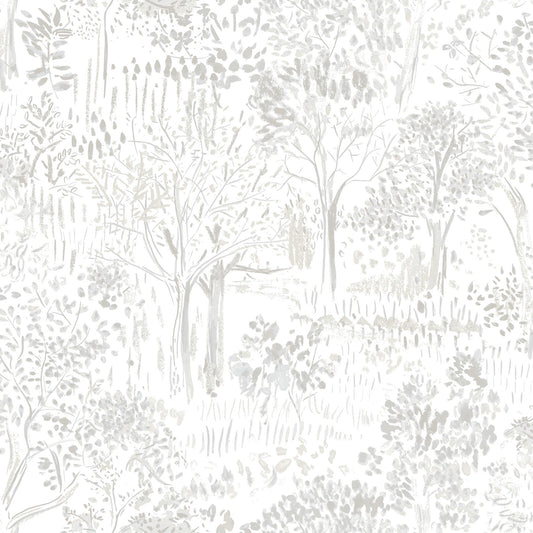 Chesapeake Thoreau Walden Forest Wallpaper - Grey